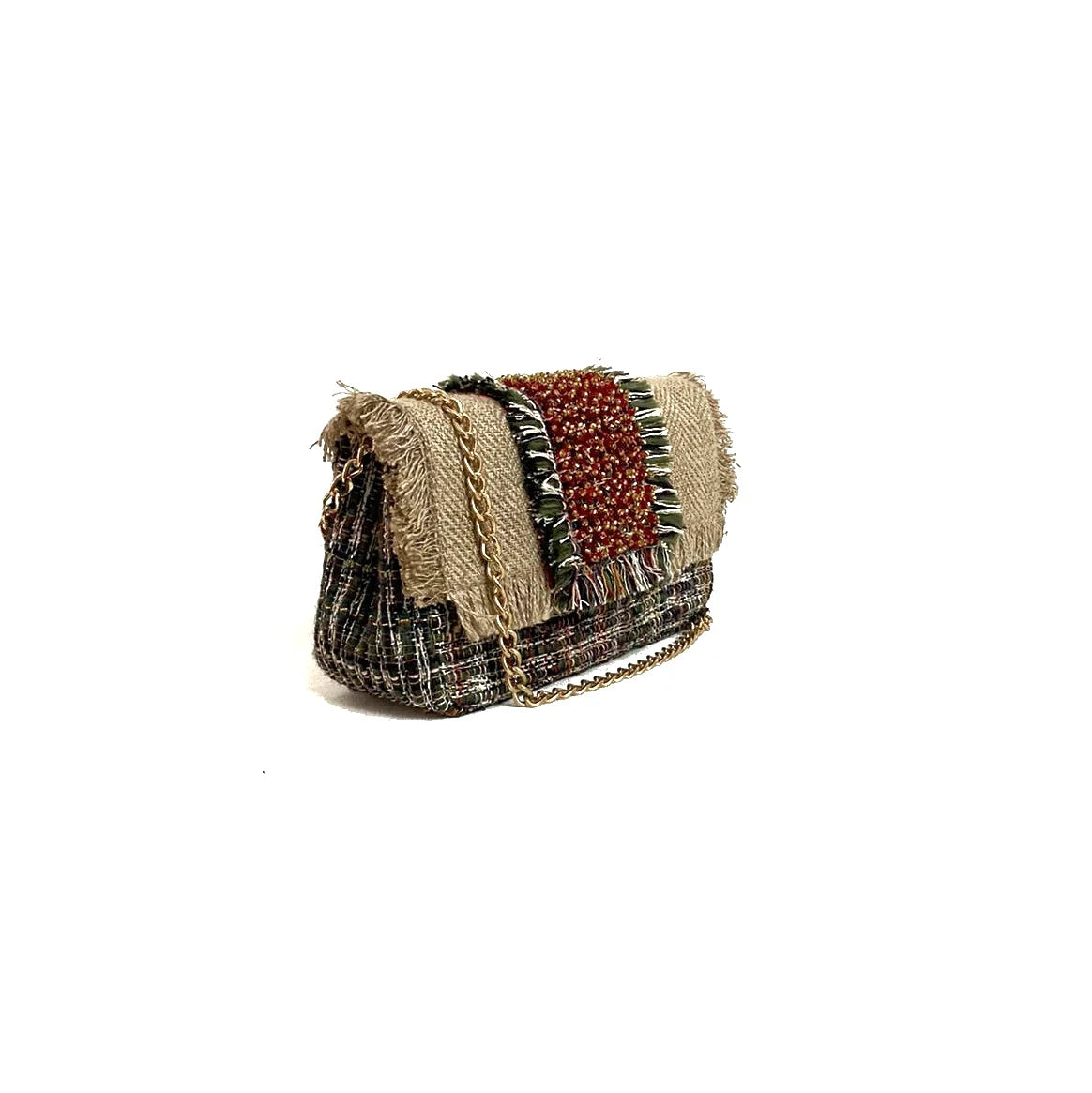 Diseño boho chic en bolso exclusivo vegano.